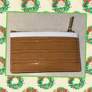 Michael Kors Brown Croc-Embossed Card Wallet